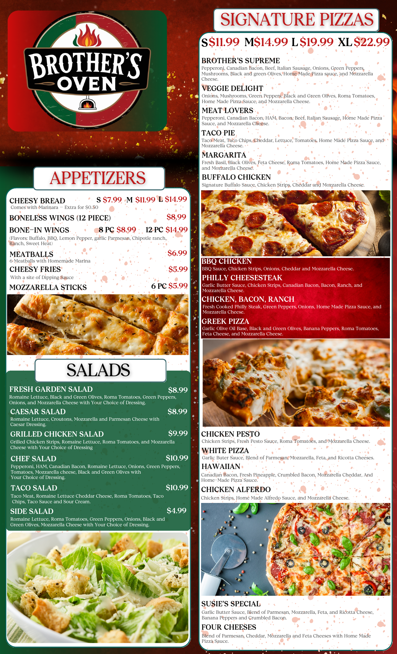 Brother's Oven Menu Page 1